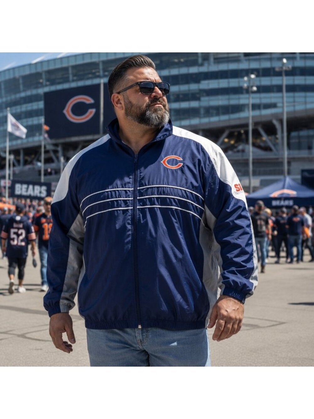 NFL Chicago Bears Windbreaker Jacket Mens XXL Full Zip Lightweight GUC